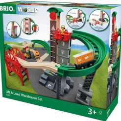 Brio Wooden Toys | Trains & Train Sets>World Lift & Load Warehouse Set 32 Piece