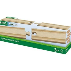 Brio Wooden Toys | Trains & Train Sets>World Medium Straight Tracks 4 Pieces
