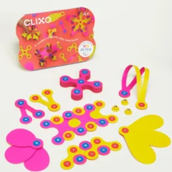 Clixo Steam Toys | Magnetic Construction>Crew Pack - Pink/Yellow (30pc)