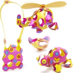 Clixo Steam Toys | Magnetic Construction>Crew Pack - Pink/Yellow (30pc)
