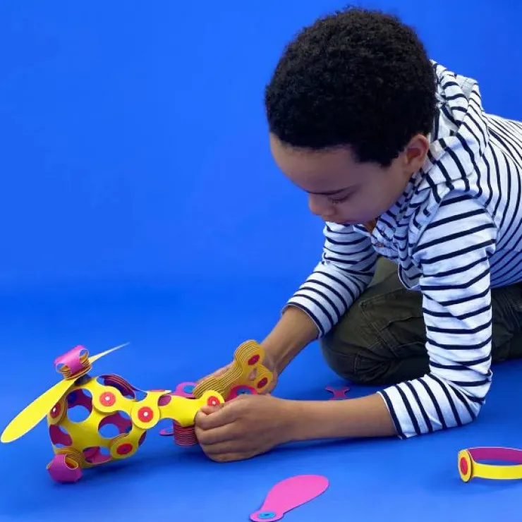 Clixo Steam Toys | Magnetic Construction>Crew Pack - Pink/Yellow (30pc)