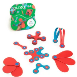 Clixo Steam Toys | Magnetic Construction>Itsy Pack - Flamingo/Turquoise (18pc)