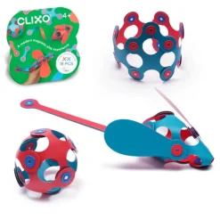 Clixo Steam Toys | Magnetic Construction>Itsy Pack - Flamingo/Turquoise (18pc)