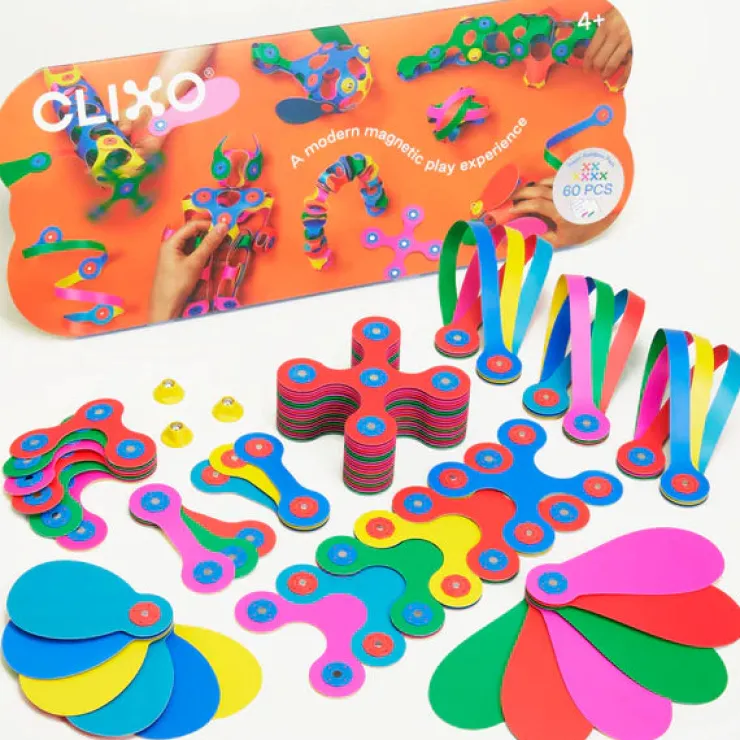 Clixo Steam Toys | Magnetic Construction>Super Rainbow Pack (60pc)