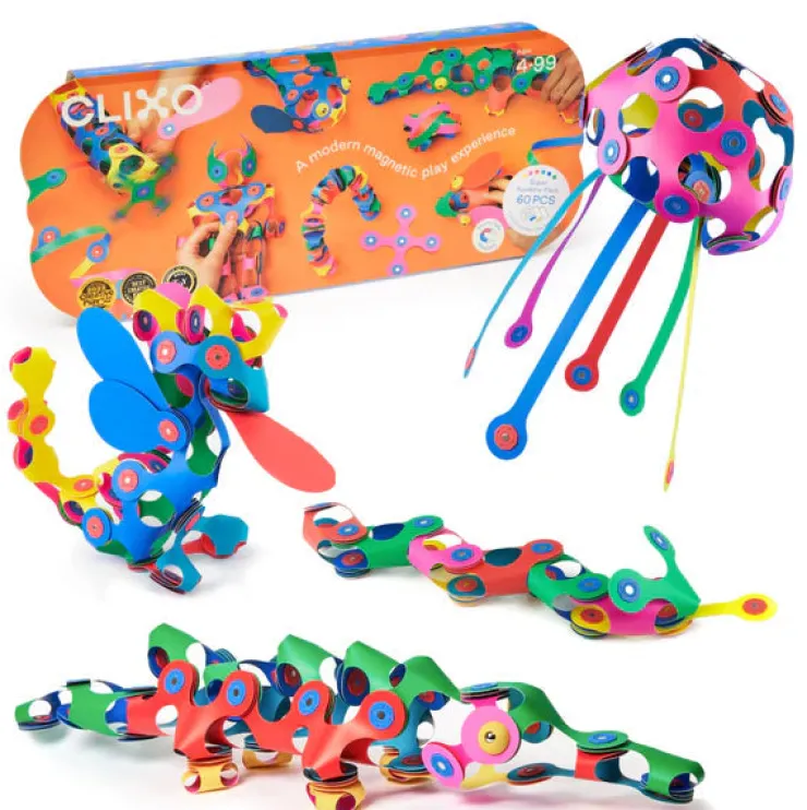 Clixo Steam Toys | Magnetic Construction>Super Rainbow Pack (60pc)
