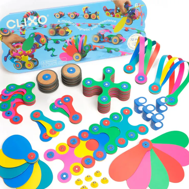 Clixo Steam Toys | Magnetic Construction>Wheel Creator Pack (72pc)