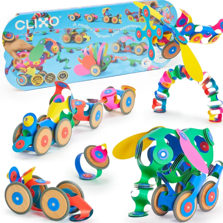 Clixo Steam Toys | Magnetic Construction>Wheel Creator Pack (72pc)