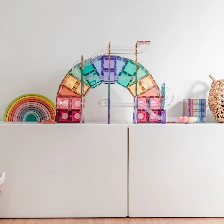 Connetix Building Sets | Magnetic Tiles>Pastel Ball Run Pack 106 pc
