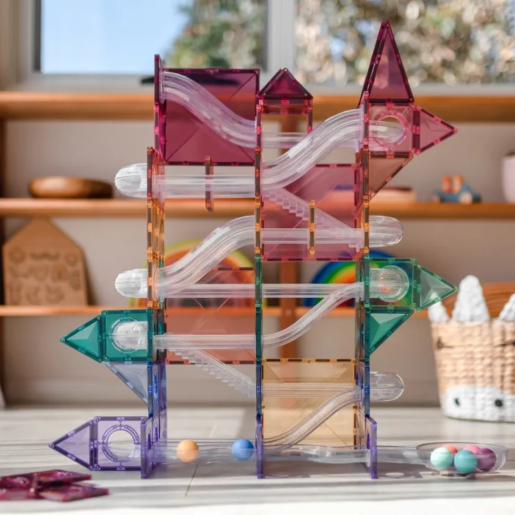 Connetix Building Sets | Magnetic Tiles>Pastel Ball Run Pack 106 pc