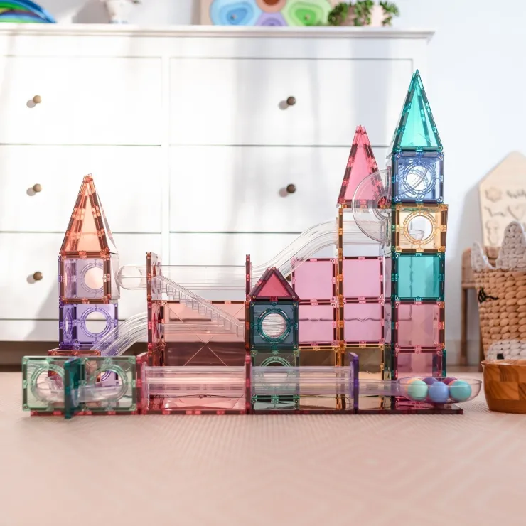 Connetix Building Sets | Magnetic Tiles>Pastel Ball Run Pack 106 pc