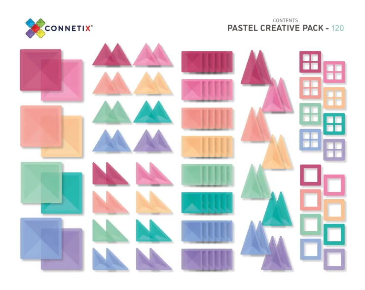 Connetix Building Sets | Magnetic Tiles>Pastel Creative Pack 120 pc