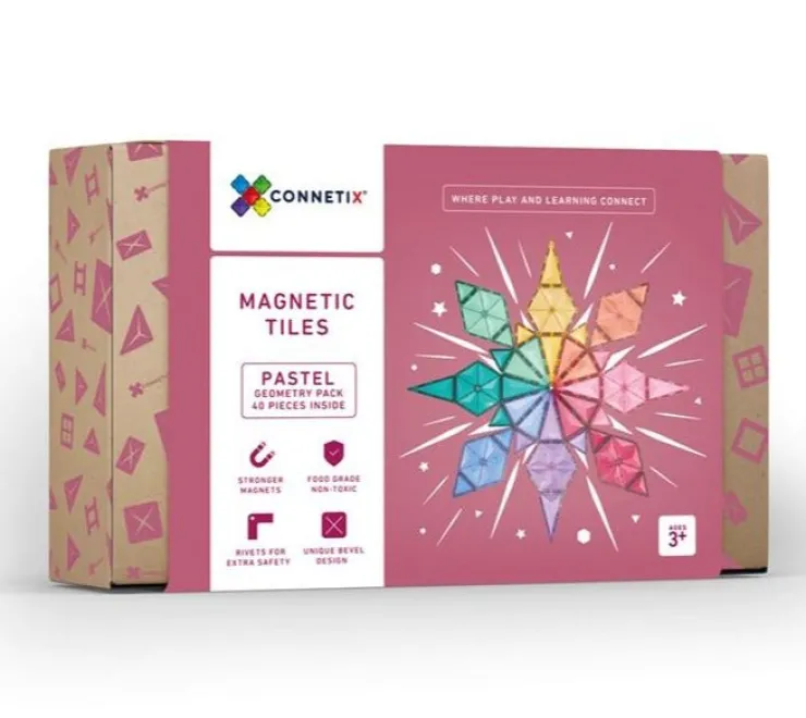 Connetix Building Sets | Magnetic Tiles>Pastel Geometry Pack 40pc