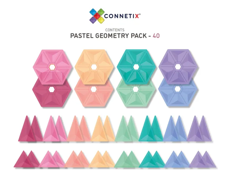 Connetix Building Sets | Magnetic Tiles>Pastel Geometry Pack 40pc