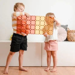 Connetix Building Sets | Magnetic Tiles>Pastel Lemon & Peach Base Plate 2 pc