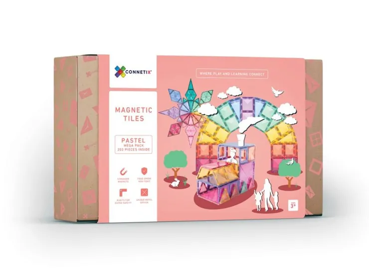 Connetix Building Sets | Magnetic Tiles>Pastel Mega Pack 202 pc