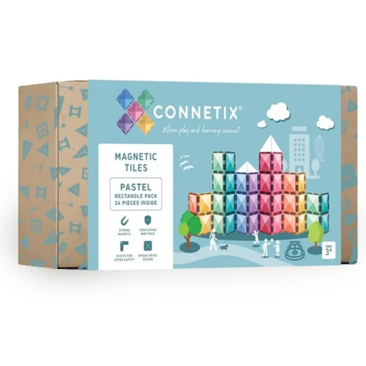 Connetix Building Sets | Magnetic Tiles>Pastel Rectangle Pack 24pc