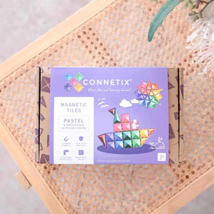 Connetix Building Sets | Magnetic Tiles>Pastel Starter Pack 64pc