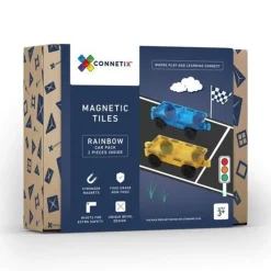 Connetix Building Sets | Magnetic Tiles>Rainbow 2 piece Car Pack