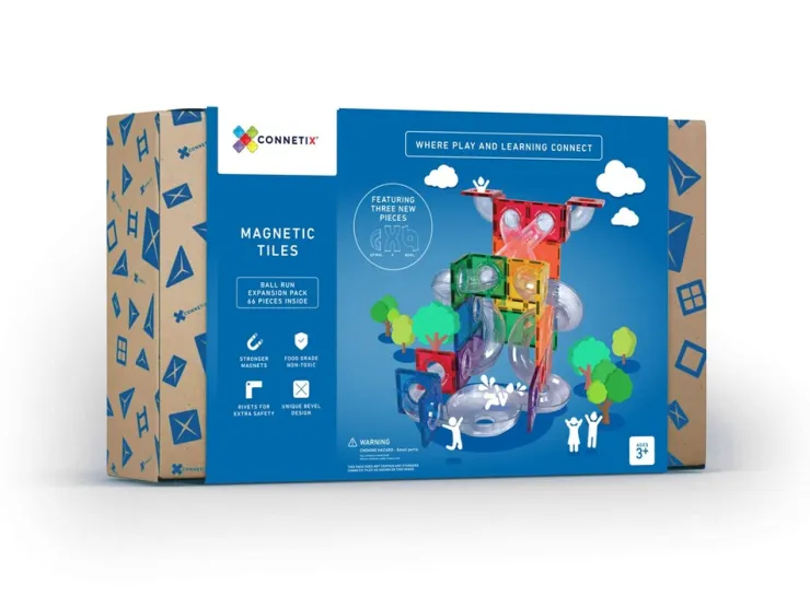 Connetix Building Sets | Magnetic Tiles>Rainbow Ball Run Expansion Pack 66 pc