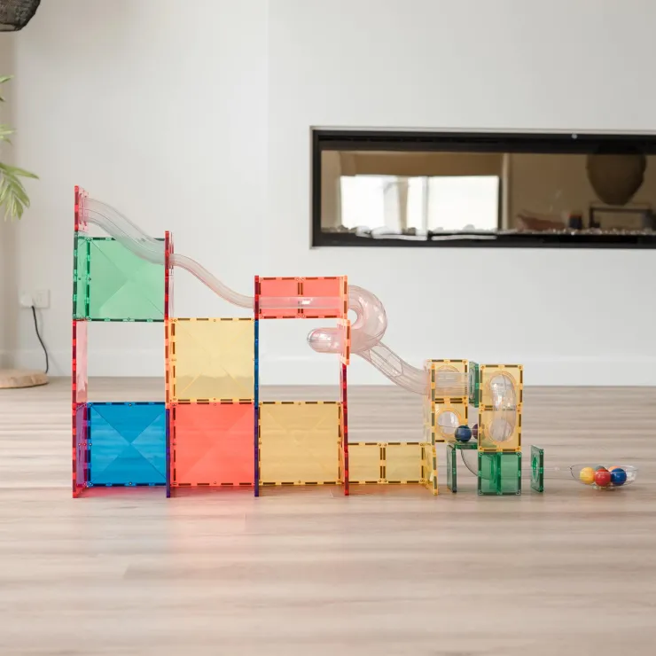 Connetix Building Sets | Magnetic Tiles>Rainbow Ball Run Expansion Pack 66 pc