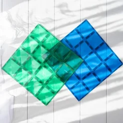 Connetix Building Sets | Magnetic Tiles>Rainbow Blue & Green Base Plate 2pc
