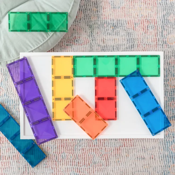 Connetix Building Sets | Magnetic Tiles>Rainbow Rectangle Pack 18pc