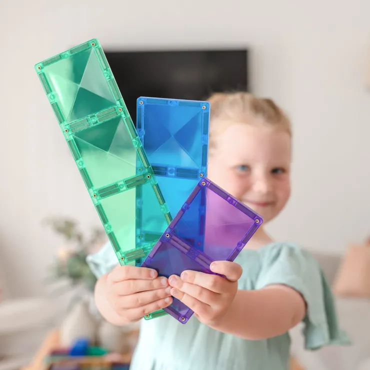 Connetix Building Sets | Magnetic Tiles>Rainbow Rectangle Pack 18pc