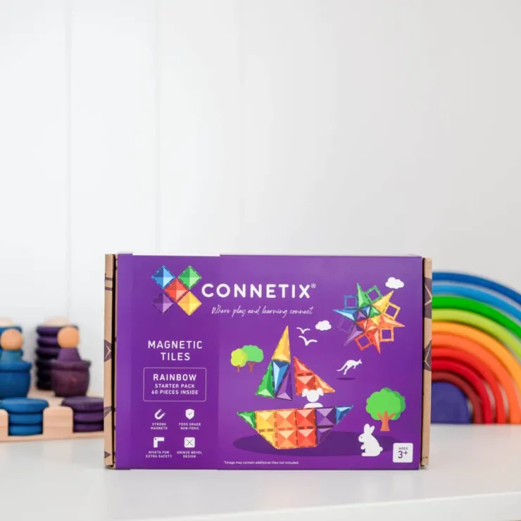 Connetix Building Sets | Magnetic Tiles>Rainbow Starter Pack 60pc