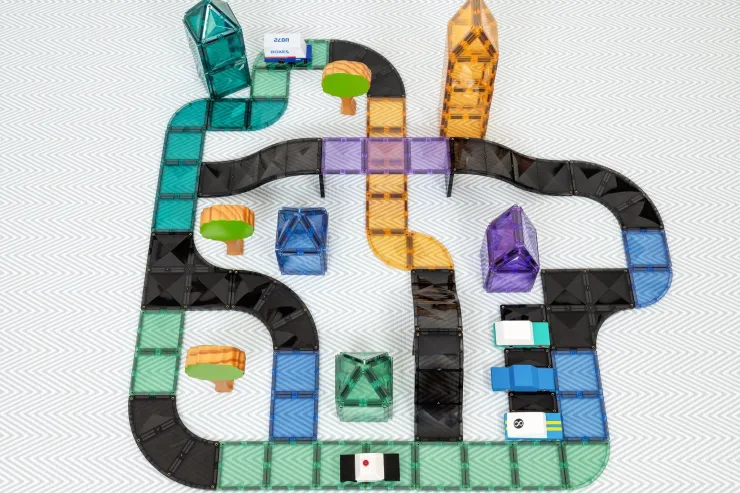 Connetix Building Sets | Magnetic Tiles>Roads, Ramps & Intersections Pack 16pc