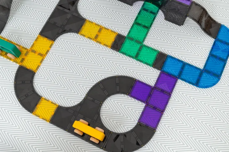 Connetix Building Sets | Magnetic Tiles>Roads, Ramps & Intersections Pack 16pc