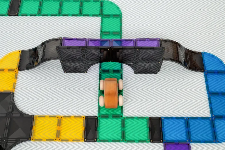 Connetix Building Sets | Magnetic Tiles>Roads, Ramps & Intersections Pack 16pc