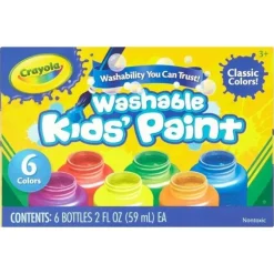 Crayola Art Supplies | Drawing, Colouring & Painting>Washable Kids Paint Pots Classic Colours 6pk