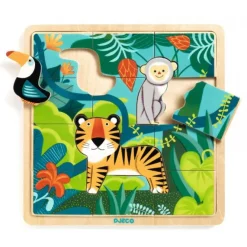 DJECO Wooden Toys | Jigsaw Puzzles>Puzzle - Jungle 15pc