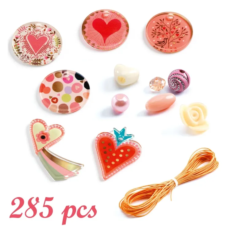 DJECO Make & Create | 4 Years+>Wooden Beads - Hearts