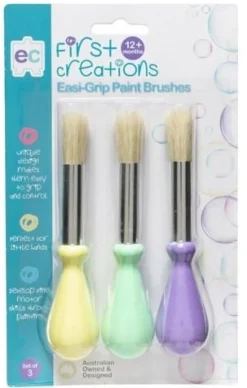 Early Creations Art Supplies | Drawing, Colouring & Painting>EC First Creations Easi-Grip Paint Brushes - Set of 3