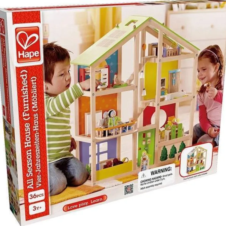 HAPE Pretend Play | Wooden Toys>All Season Doll House Furnished