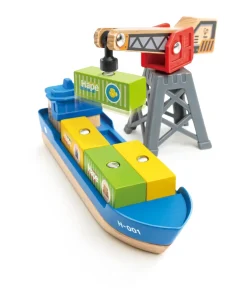 Hape Wooden Toys | Trains & Train Sets>Cargo Ship & Crane