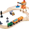 Hape Wooden Toys | Trains & Train Sets>Crossing & Crane Set