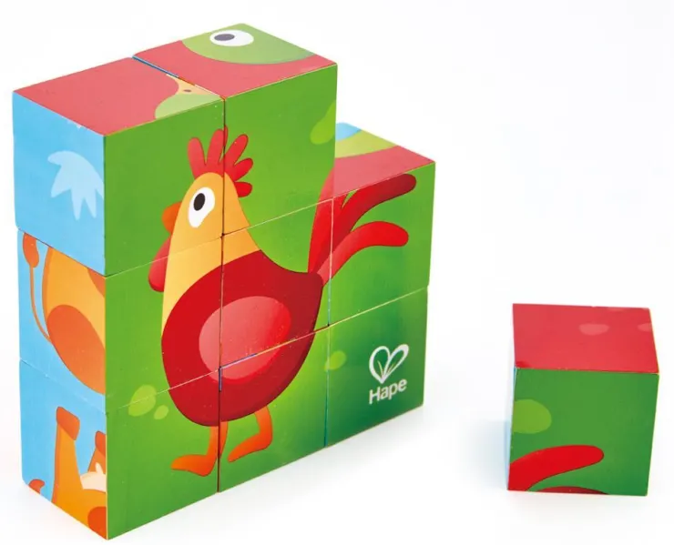 Hape Wooden Toys | Jigsaw Puzzles>Farm Animal Block Puzzle
