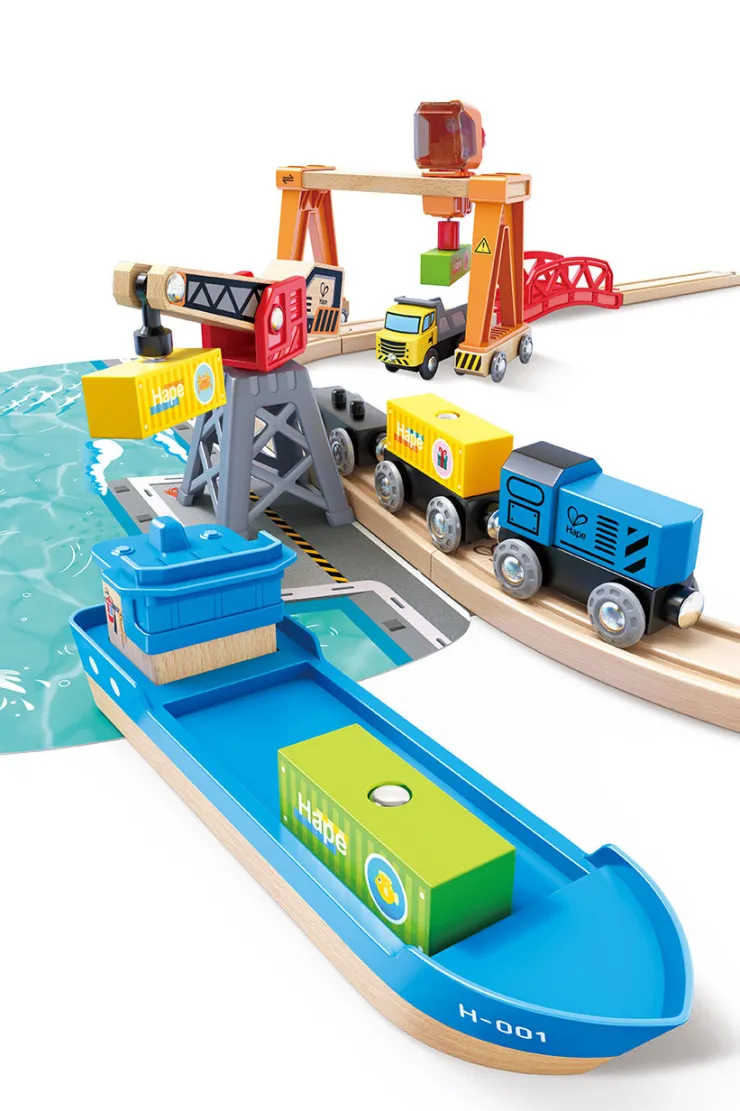 Hape Wooden Toys | Trains & Train Sets>Lift & Load Harbour Set