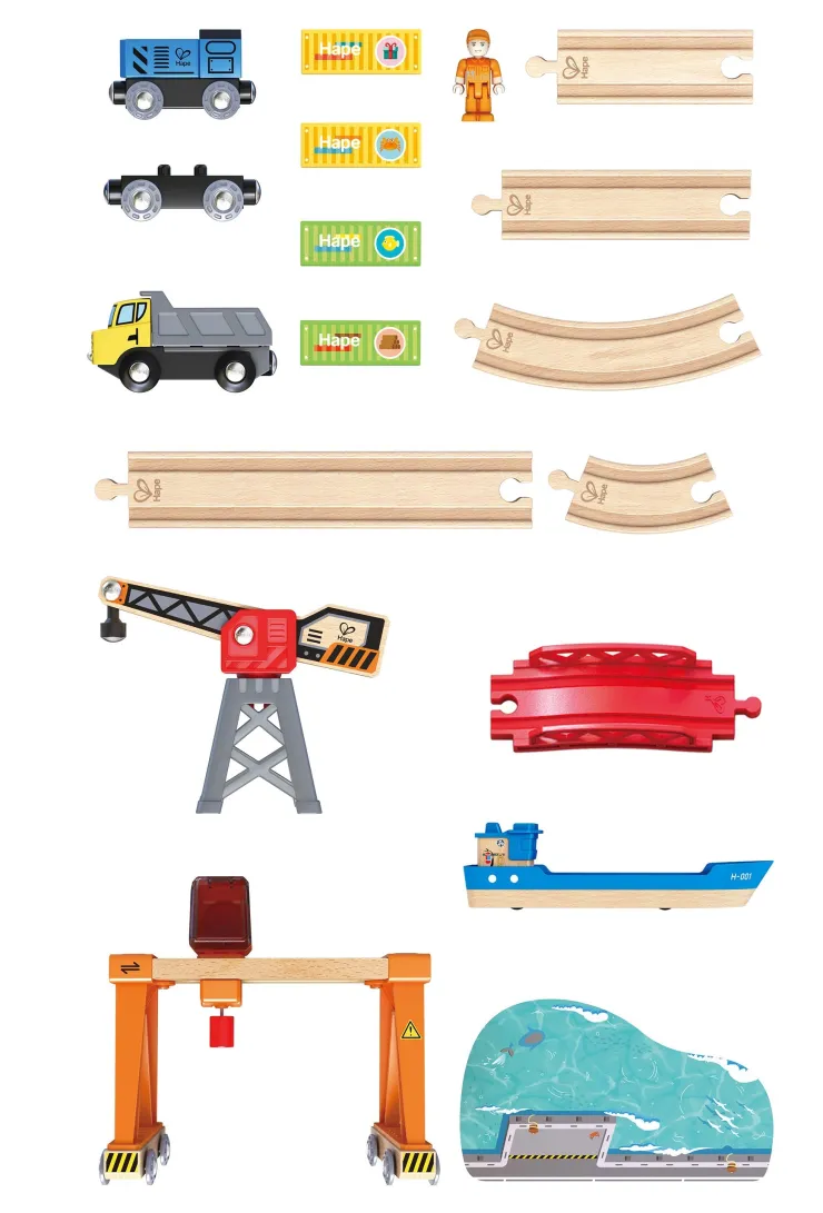 Hape Wooden Toys | Trains & Train Sets>Lift & Load Harbour Set