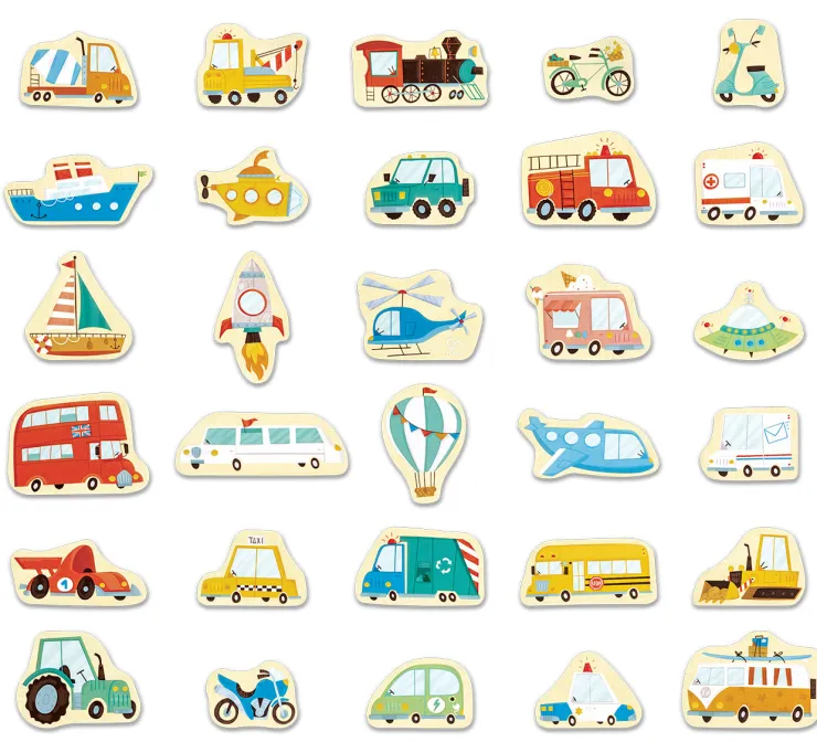 HAPE Wooden Toys | Early Development Toys>Magnetic Vehicles 30pc