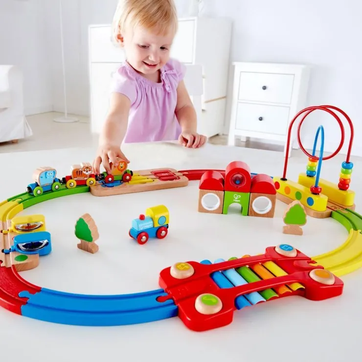 Hape Wooden Toys | Trains & Train Sets>Rainbow Puzzle Railway
