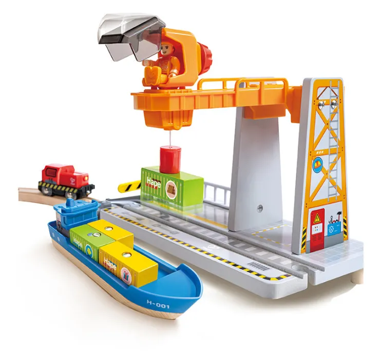 Hape Wooden Toys | Trains & Train Sets>Sea & Rail Cargo Transportation Set