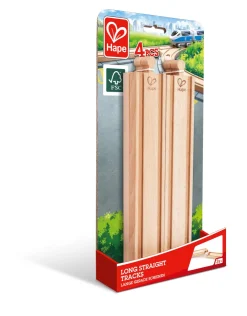 HAPE Wooden Toys | Trains & Train Sets>Track Long Straight Tracks (4pc)
