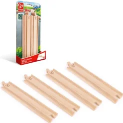 HAPE Wooden Toys | Trains & Train Sets>Track Long Straight Tracks (4pc)