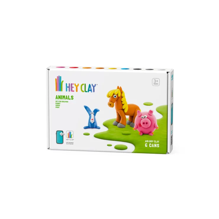 Hey Clay Art Supplies | Make & Create>6 pack - Animals (Piggy, Horse, Rabbit)