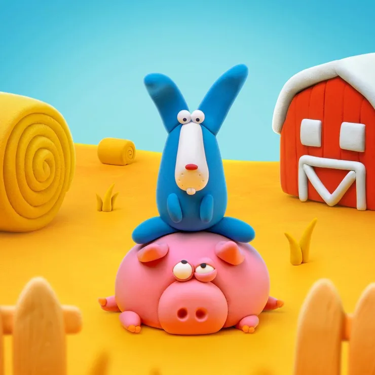Hey Clay Art Supplies | Make & Create>6 pack - Animals (Piggy, Horse, Rabbit)