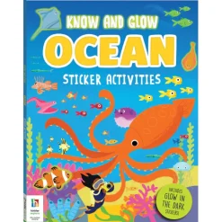 Hinkler Drawing, Colouring & Painting | Stationary & Stickers>Know And Glow Sticker & Activity Book - Ocean