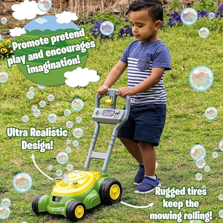 John Deere Push & Pull Toys | 3 Years+>Bubble & Go Mower